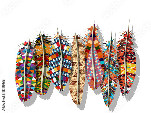 Canvastavla American Indian feathers