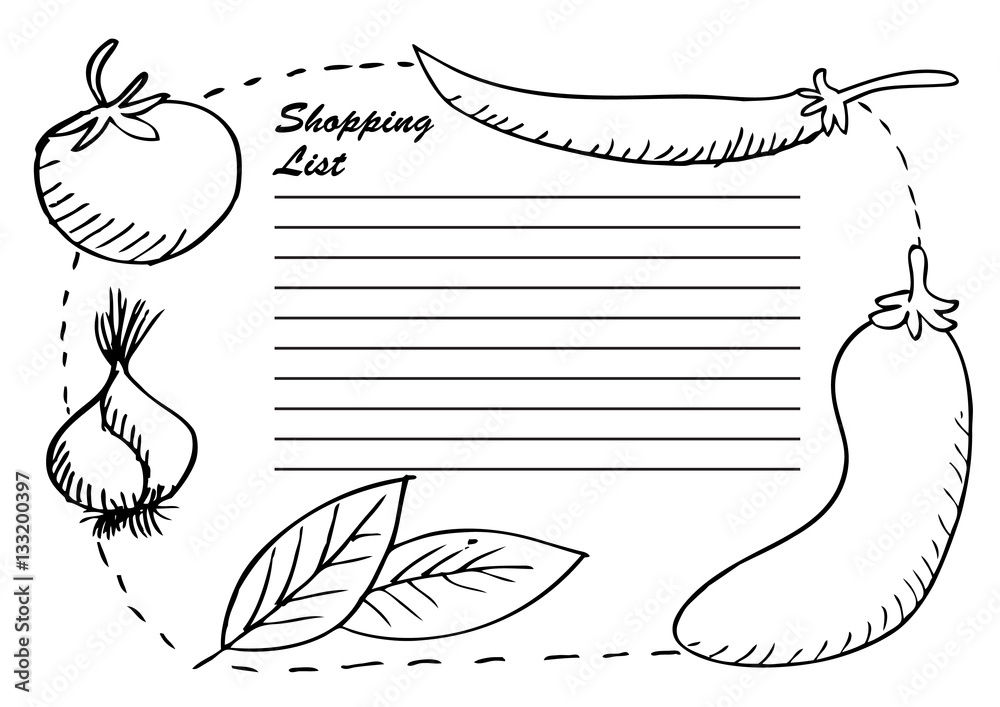 Shopping list. Sketchy style. Shopping list. Sketchy style.