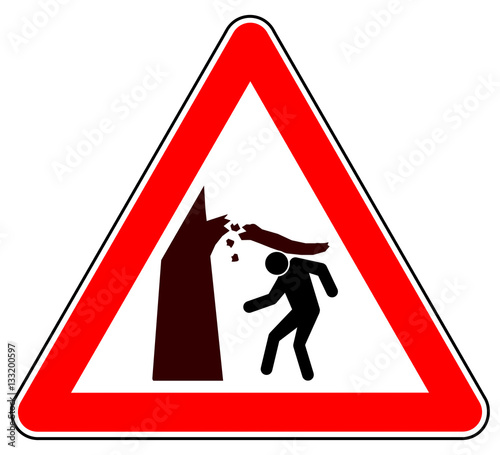 sd46 Schild-Dreieckig - german: Hinweis Zeichen - Achtung - Umstürzende Bäume und herabfallende Äste - english: warning - falling trees and falling branches - triangle red xxl g4927 photo