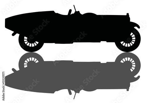 Black silhouette of a vintage racing car