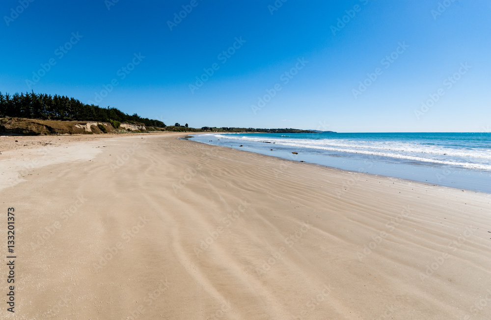 Empty beach in New Zealand