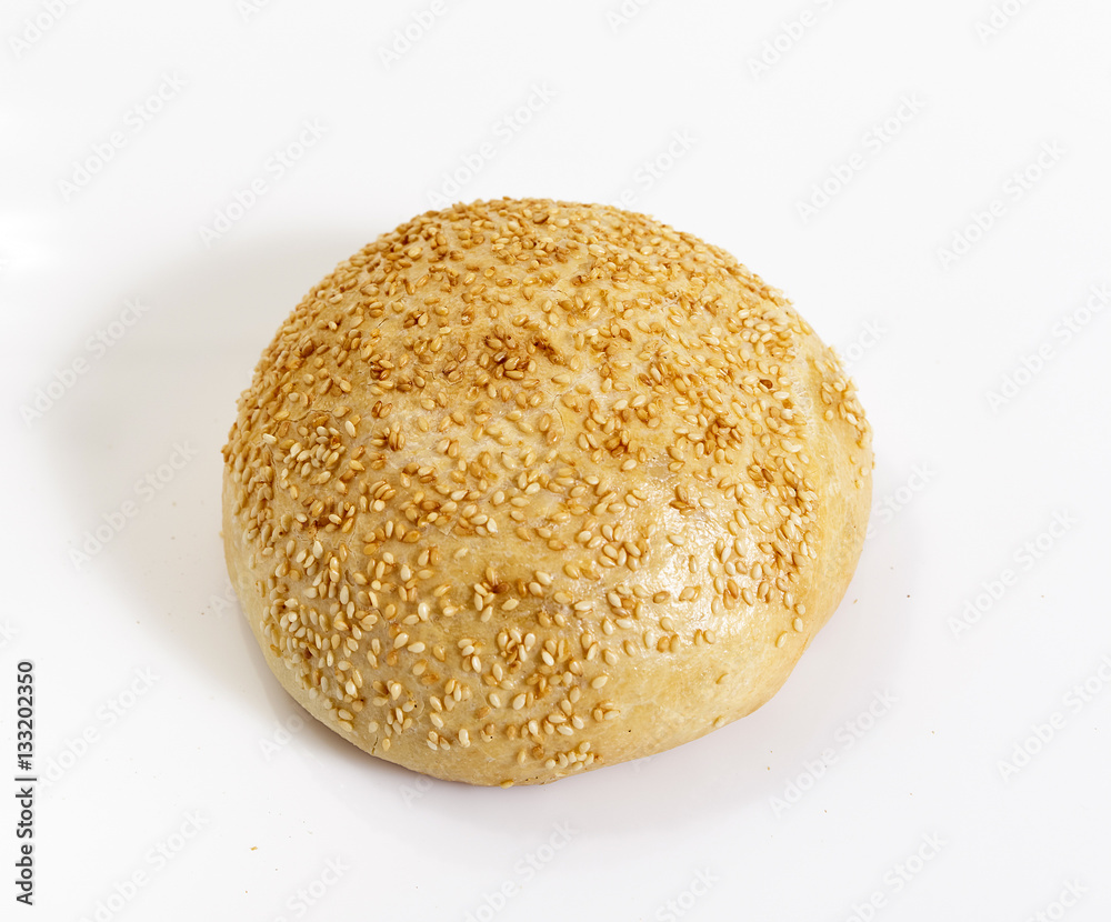 Wheat bread with sesame on white background. Wheat bread with sesame on white background.