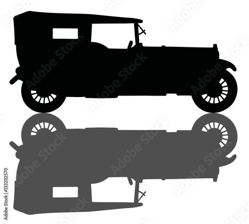 Black silhouette of a vintage convertible