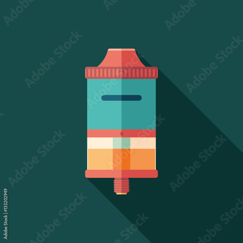 Rebuildable dripping tank atomizer flat square icon with long shadows.