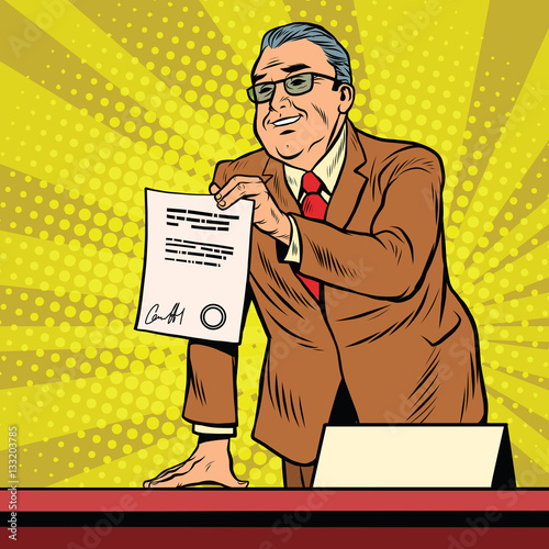 Business boss with a contract
