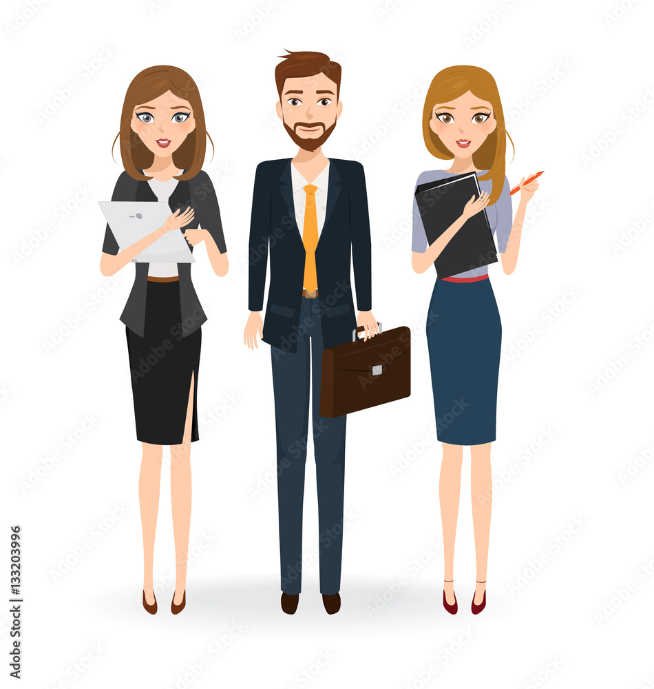 Business people teamwork at office. character of man and woman. Business people teamwork at office. character of man and woman.