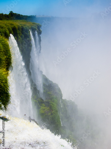 Close view from one of the water falls in Cataratas del Iguazu park