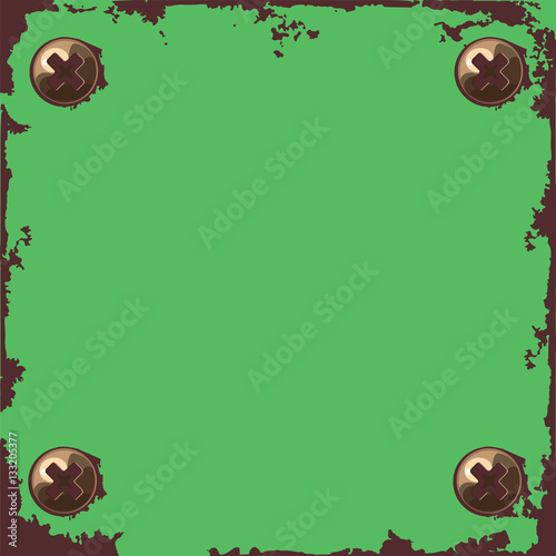 Green background with rust and screws