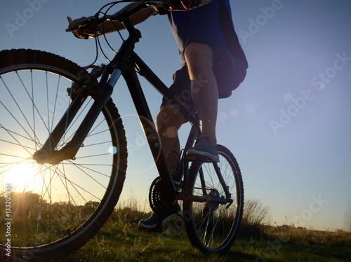 Male cyclist driving outdoors