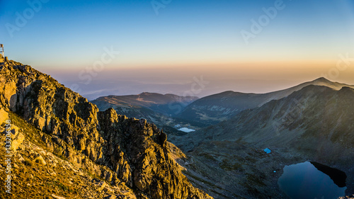 Epic Mountain Panorama View, Sunrise at Musala Peak, Bulgaria