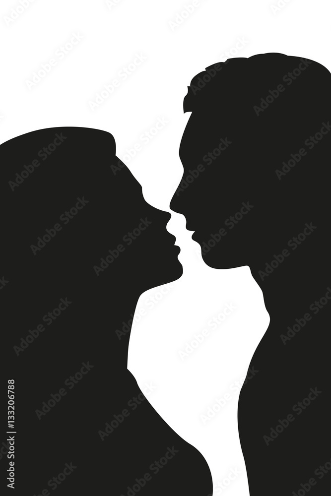 kissing couple silhouette