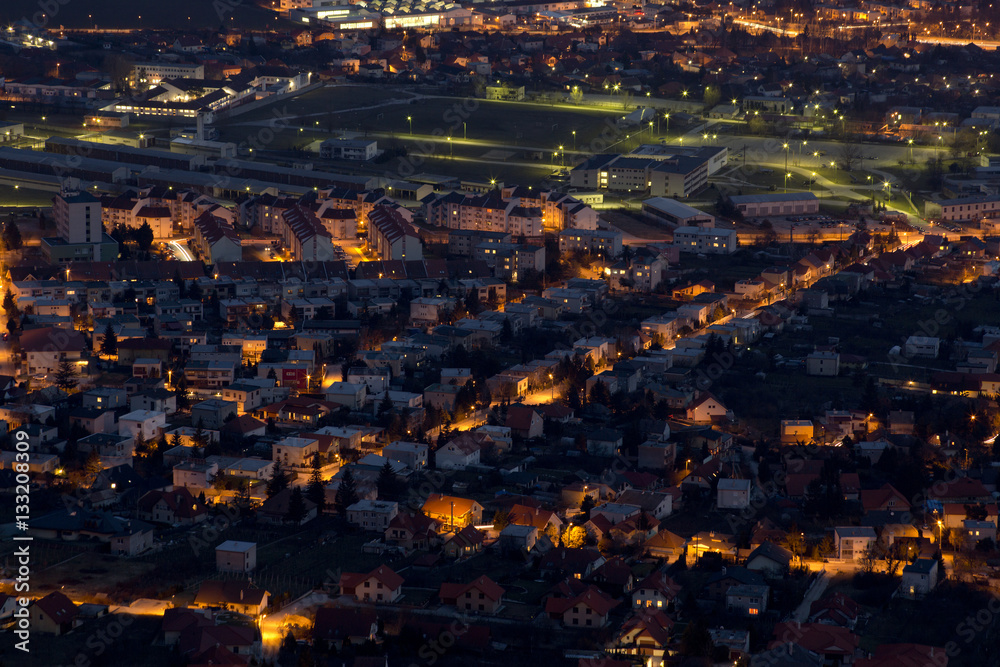 aerial night view, Nitra, Slovakia