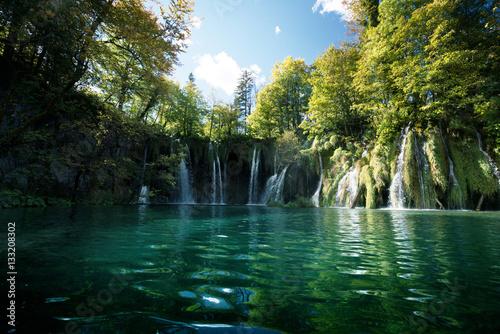 Fototapeta Naklejka Na Ścianę i Meble -  Waterfall in forest,  Plitvice, Croatia