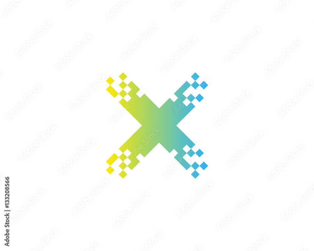 Initial Letter X Digital Pixel Logo Design Element Initial Letter X Digital Pixel Logo Design Element
