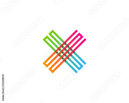 Initial Letter X Cross Line Logo Design Element