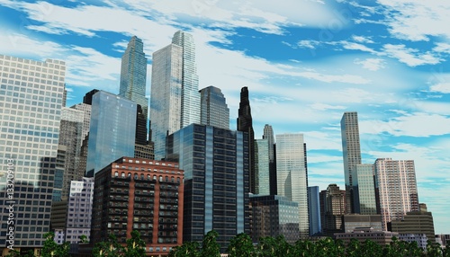 Panorama of a modern city. Skyscrapers and sky. 