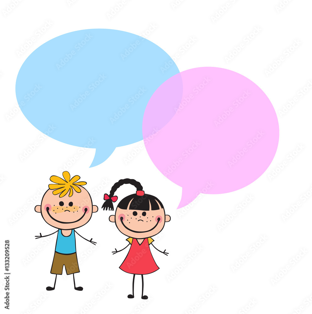 Vector brochure backgrounds with cartoon children. Infographic template design.