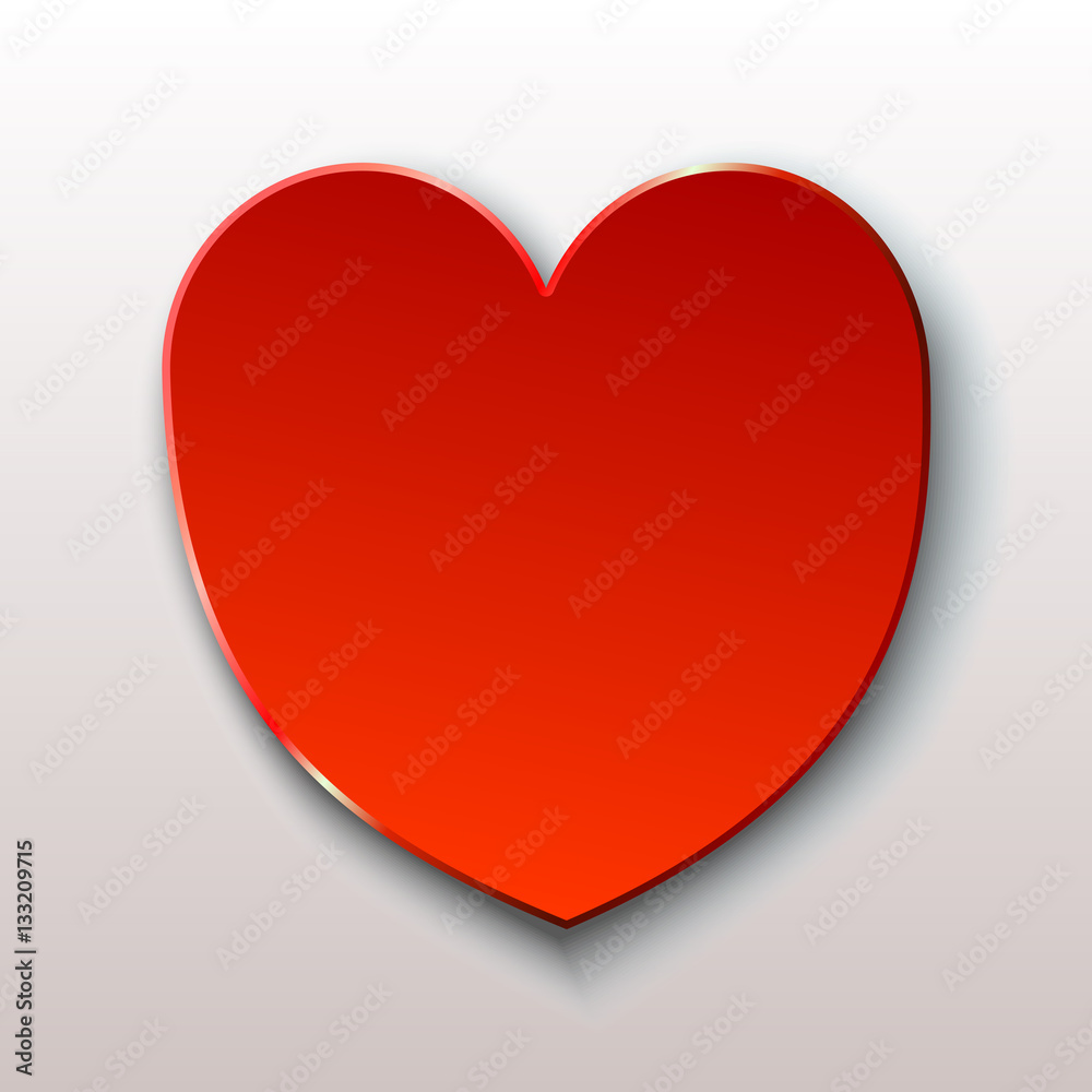 White card for Valentine red heart. Vector