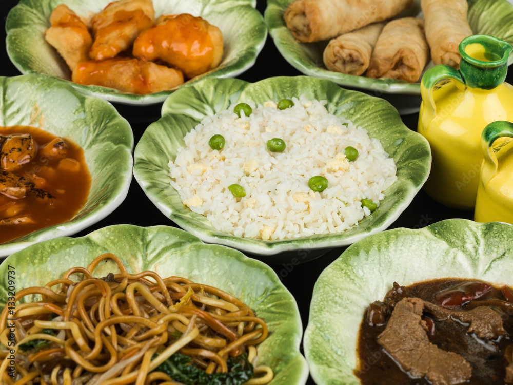 Chinese Food Buffet Egg Fried Rice Vegetable Noodles Fried Chicken Chinese Food Buffet Egg Fried Rice Vegetable Noodles Fried Chicken