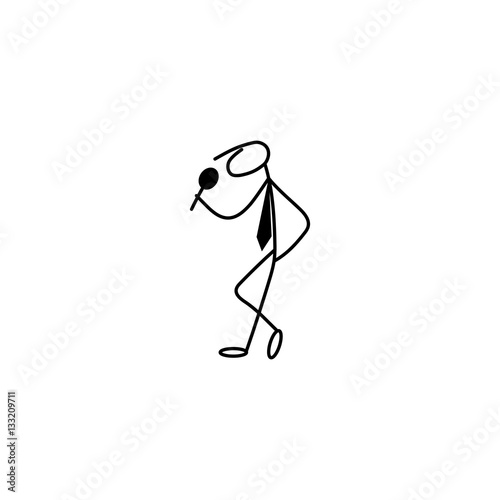 Cartoon icon of sketch stick bisiness figure in cute miniature scenes.