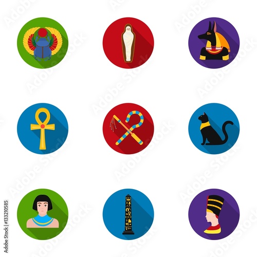 Ancient Egypt set icons in flat style. Big collection of ancient Egypt vector symbol stock illustration