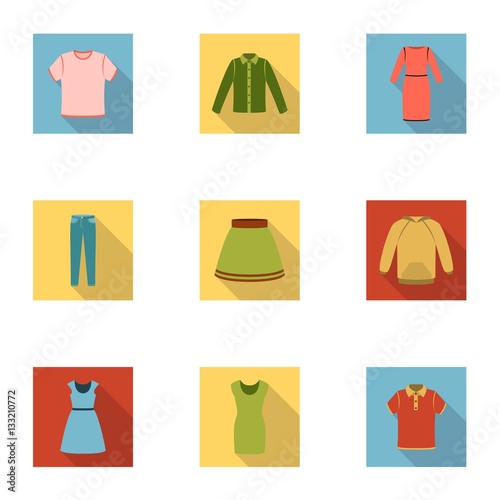 Clothes set icons in flat style. Big collection of clothes vector symbol stock illustration