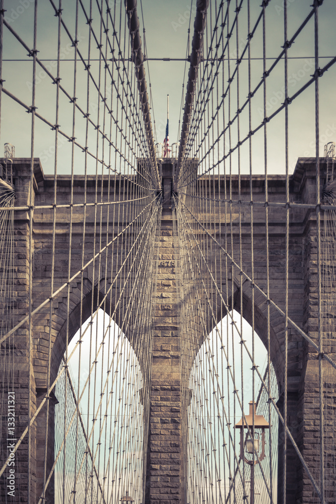 Fototapeta premium Detail Of New York Brooklyn Brige