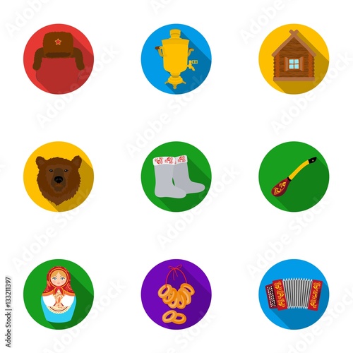 Russia country set icons in flat style. Big collection of Russia country vector symbol stock illustration