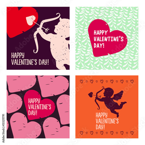 Valentine cards. Hand drawn design elements.