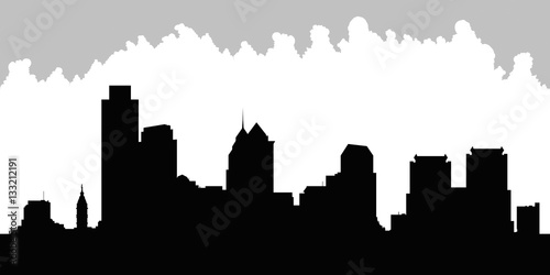 Skyline silhouette of the city of Philadelphia, Pennsylvania, USA.