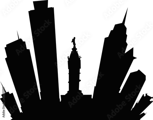 Cartoon skyline silhouette of the city of Philadelphia, Pennsylvania, USA.