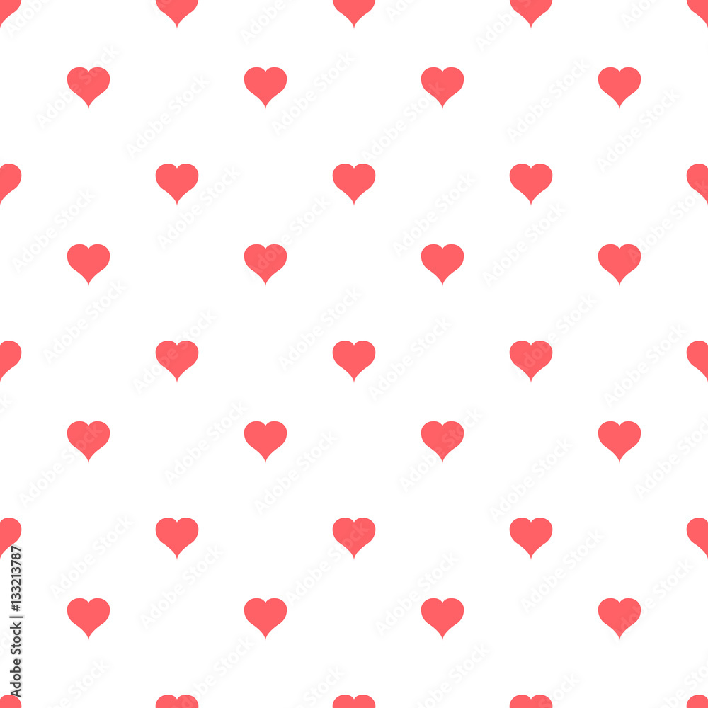 Red hearts pattern on white background. Vector illustration