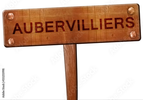 aubervilliers road sign, 3D rendering photo