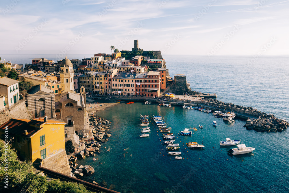 Scenic view of colorful village Vernazza in Cinque Terre, Italy
