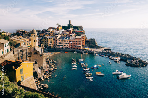 Scenic view of colorful village Vernazza in Cinque Terre  Italy