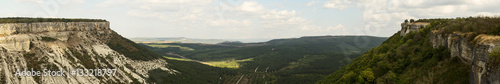 Crimea. Two plateau of table mountains and the valley between.