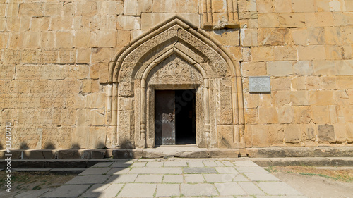 Ananuri, Georgia - August 5, 2015: The entrance door to Ananuri, a church and castle complex from Georgia