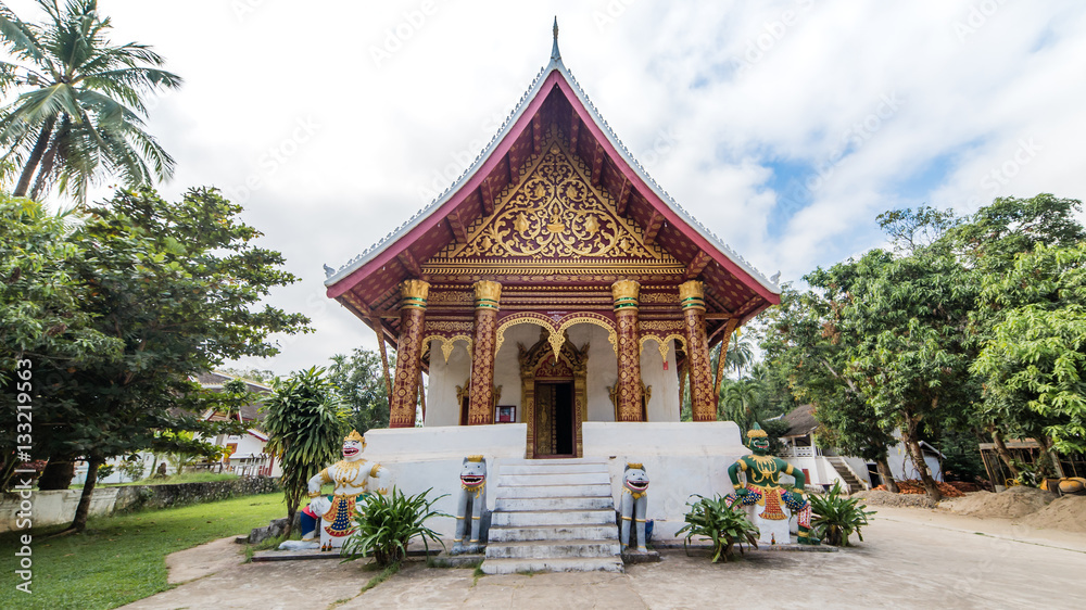 Luang Prabang, Laos - December 3, 2015: Buddhist temple in luang prabang, laos