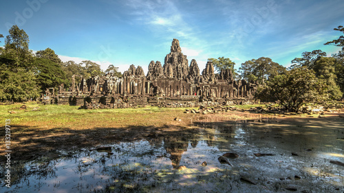 Siem Reap, Cambodia, December 06, 2015: The many face temple of Bayon at the Angkor Wat site in Cambodia