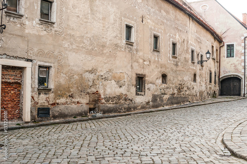 Old paving street in Bratislava  Slovakia