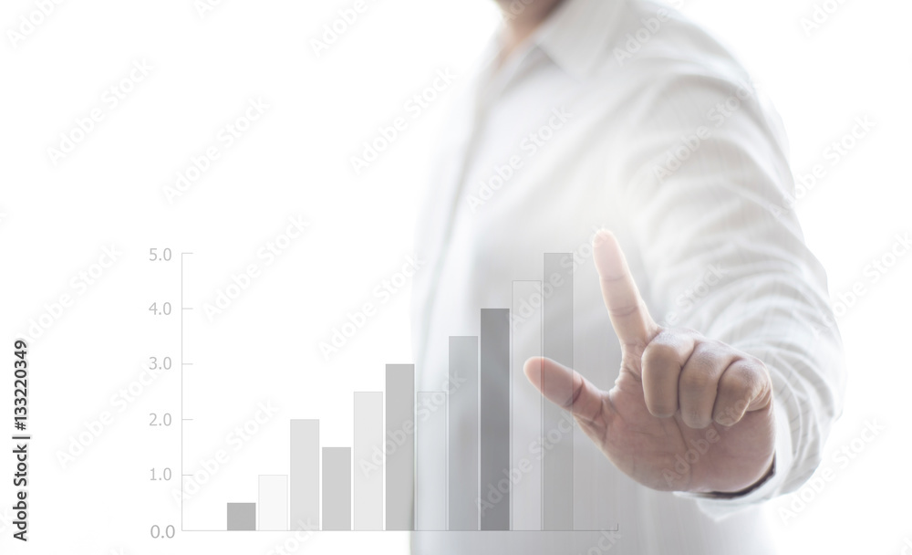 Business concept , business hand with graphic digital graph with Business concept , business hand with graphic digital graph with