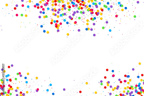 Colorful round confetti frame isolated on white background