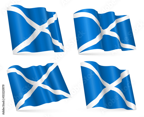 Set of vector 3d flags of Scotland