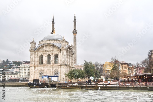 Ortakoy Mosque on the Shore of the Bosphorus in Istanbul, Turkey
