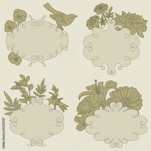 Floral blank vintage frames