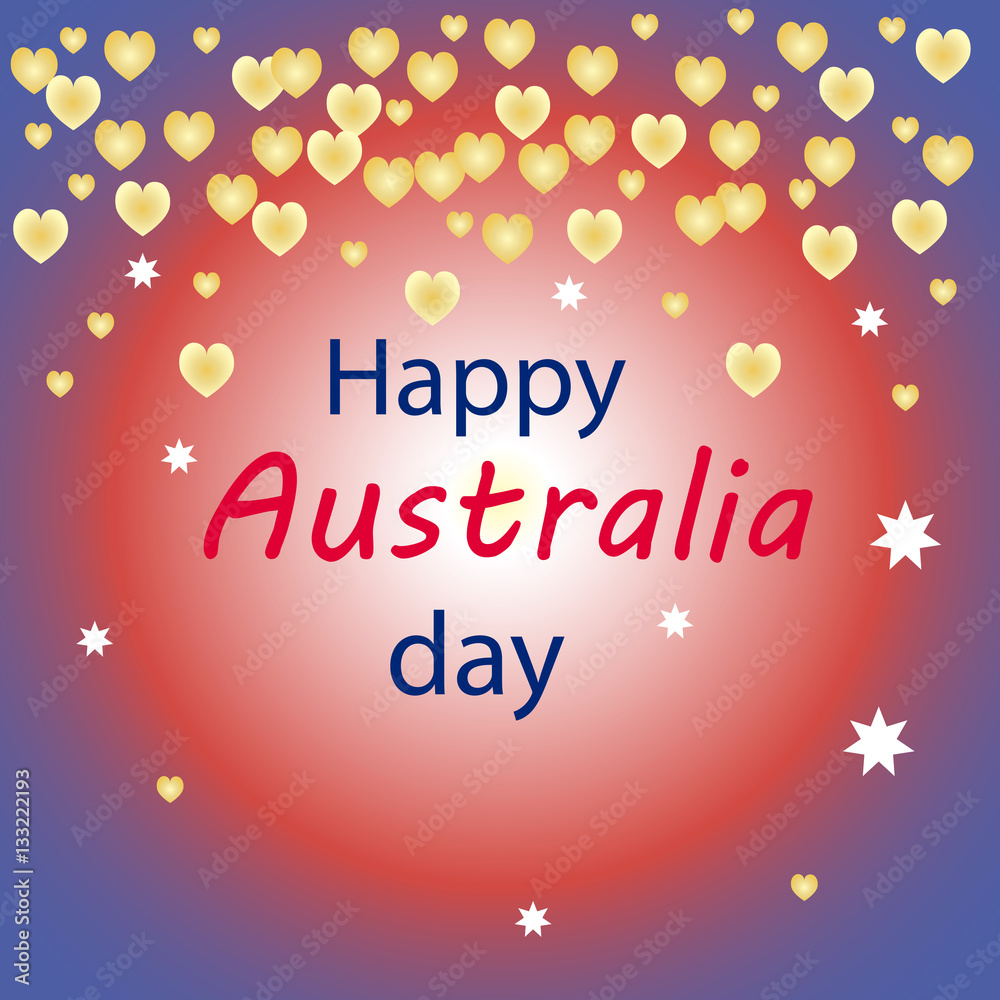 Happy Australia day card on a colorful background Happy Australia day card on a colorful background