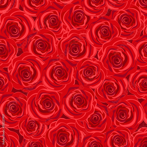 Red roses. Seamless pattern. Vector illustration