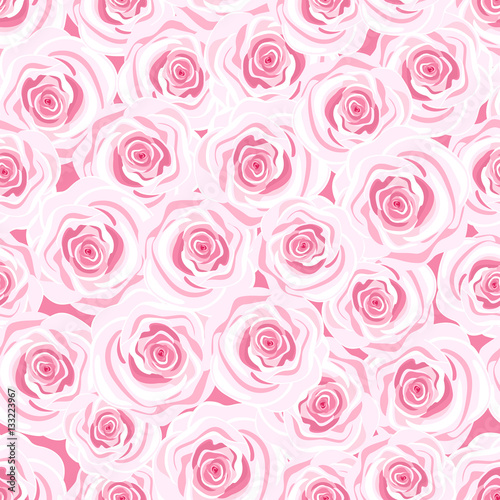 Pink roses. Seamless pattern. Vector illustration