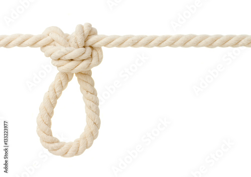 Butterfly knot on white rope
