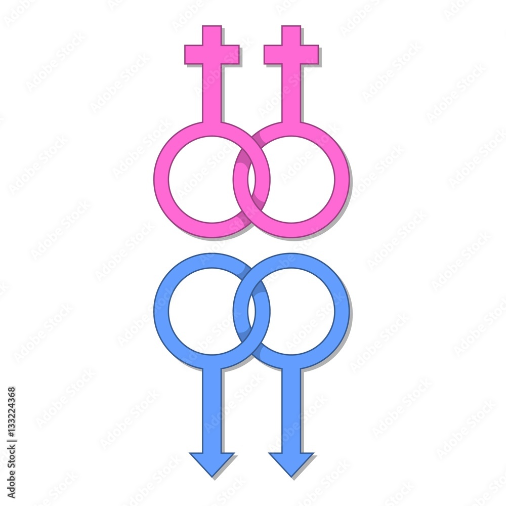 Lesbian and gay gender sign icon, cartoon style Lesbian and gay gender sign icon, cartoon style